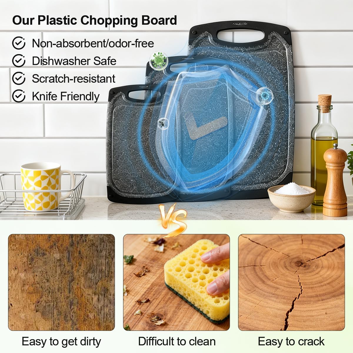 Plastic Cutting Boards Set of 3
