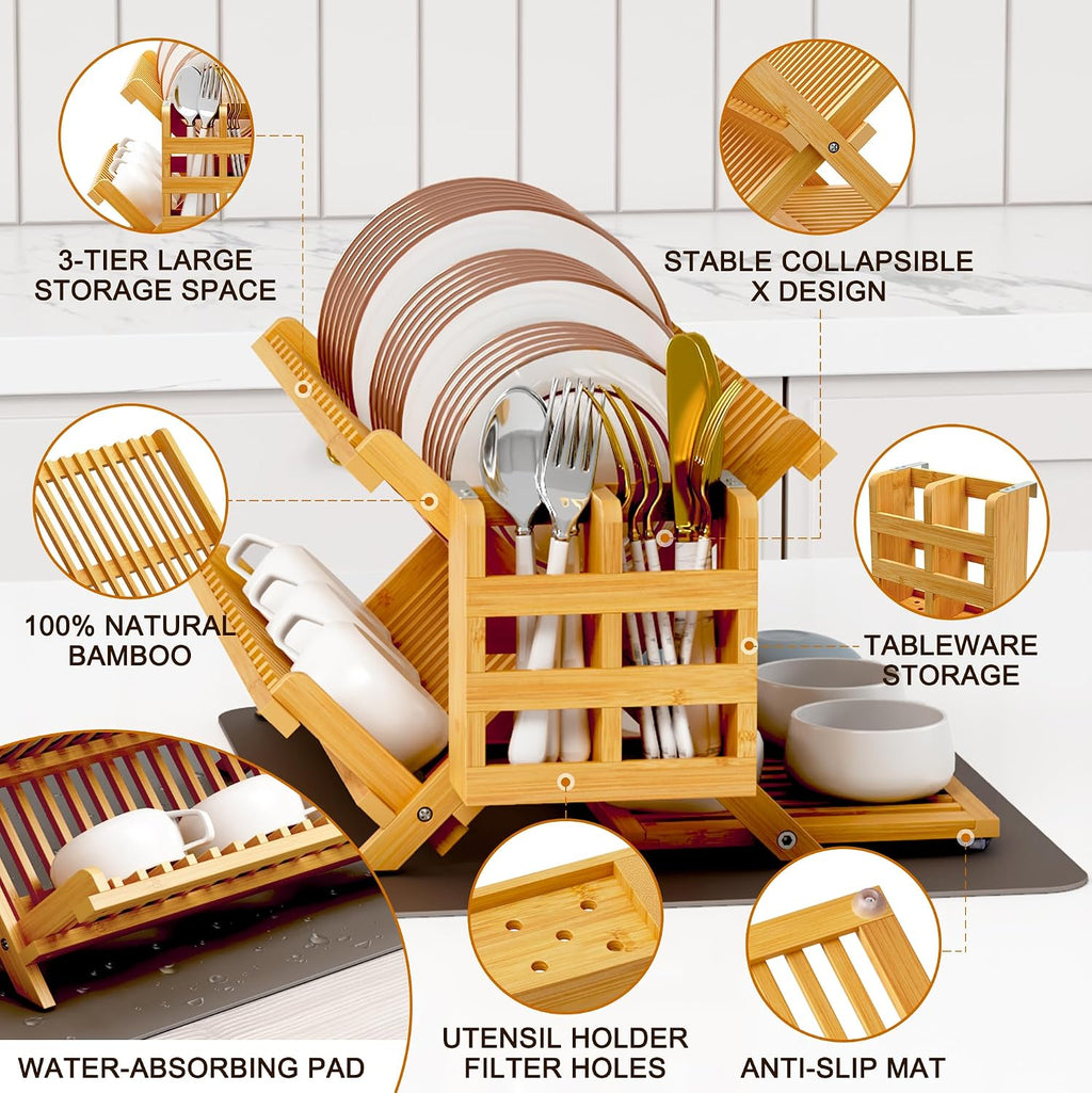 3 Tier Collapsible Dish Rack
