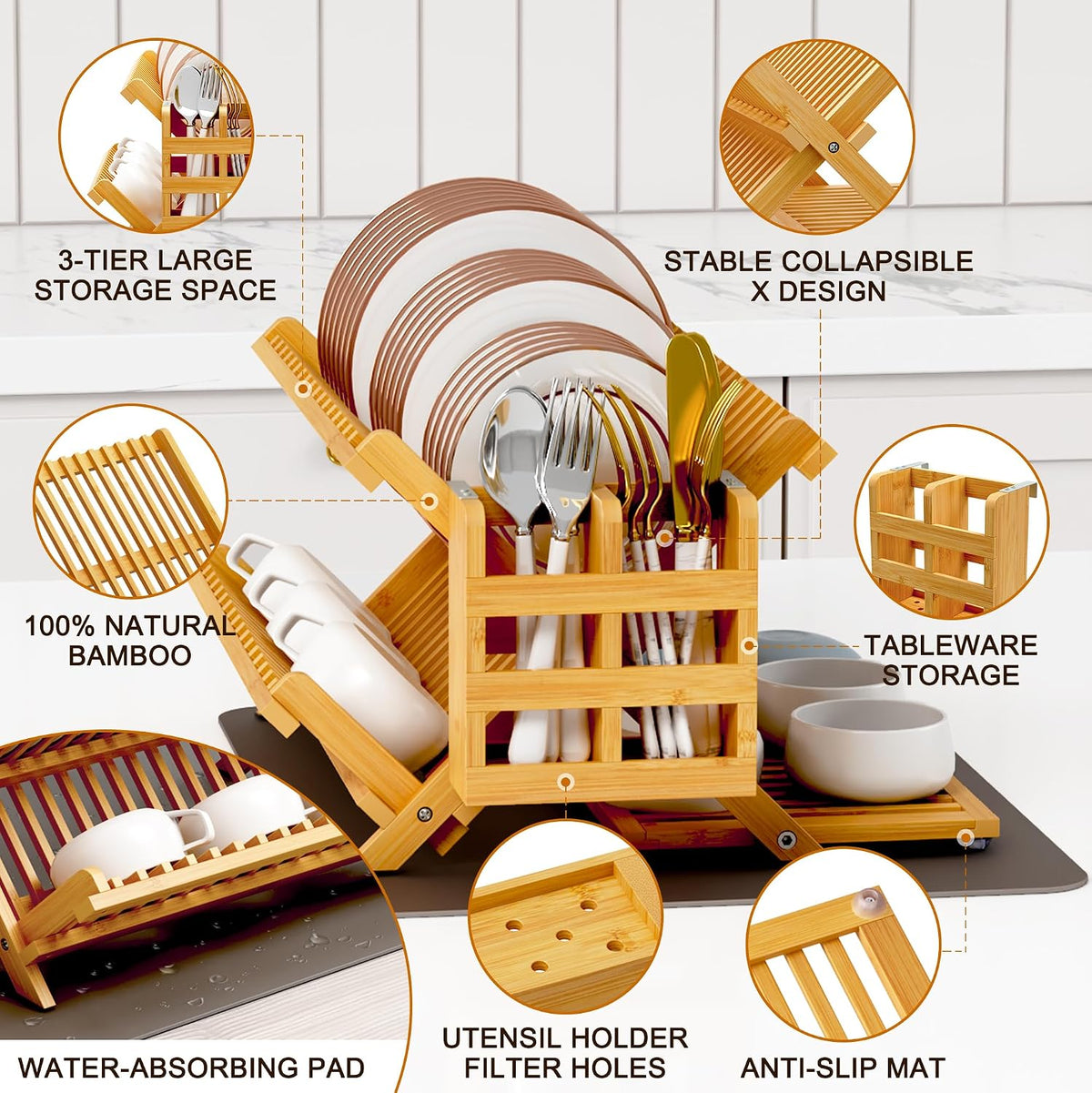 3 Tier Collapsible Dish Rack